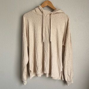 PJ Salvage Cream Cable Knit Hooded Sweater